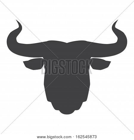 Black silhouette of bull head on a white background. Vector illustration