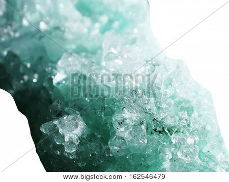 aquamarine quartz semigem geode crystals geological mineral isolated