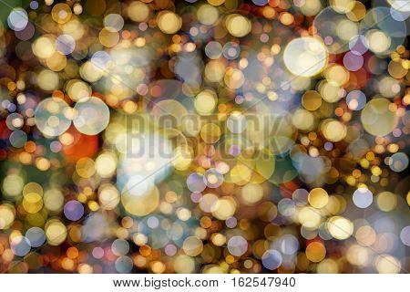 Abstract light bokeh on night street used as background