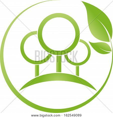 Three trees in green, plants and nature logo