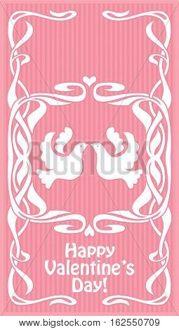 Romantic Valentine's day card with birds in love