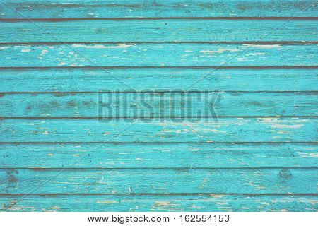 Section of turquoise blue wood panelling from a seaside beach hut. Perfect as a background for Summer Holiday or seaside themes.