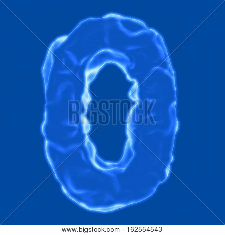 number 0 blue fiery border on a blue background