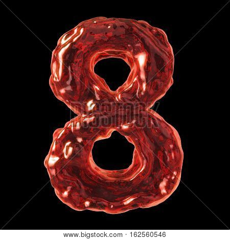 number 8 red liquid on a black background