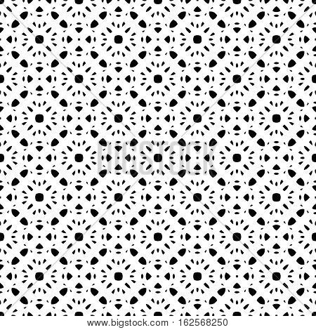 Vector seamless pattern, endless monochrome ornamental texture in oriental style. Simple abstract mosaic, black & white repeat geometric background. Design element for prints, decoration, textilr, digital, web