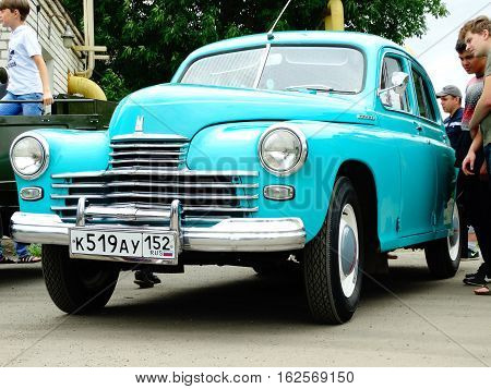 ARZAMAS, RUSSIA, July 3 2016: Old retro car on exhibition