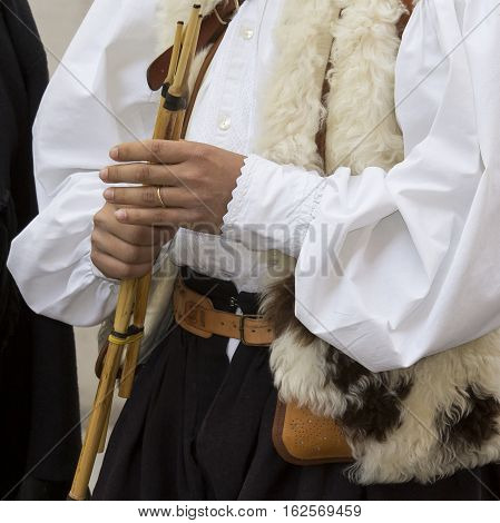 CAGLIARI, ITALY - May 1, 2014: 358 Religious Procession of Sant'Efisio - Sardinia - detail of a traditional Sardinian costumes