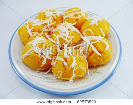 Toddy palm cake,Thai Dessert Toddy Palm Cake on white background