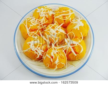 Toddy palm cake,Thai Dessert Toddy Palm Cake on white background