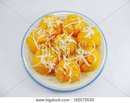 Toddy palm cake,Thai Dessert Toddy Palm Cake on white background