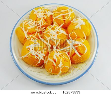Toddy palm cake,Thai Dessert Toddy Palm Cake on white background