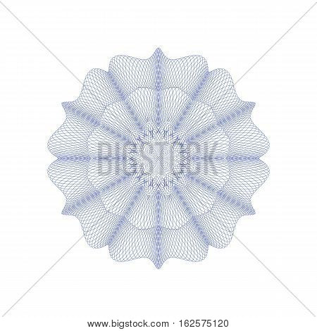 Guilloche decorative rosette element. Digital watermark. It can be used as a protective layer for certificate voucher banknote money design currency note check ticket reward etc
