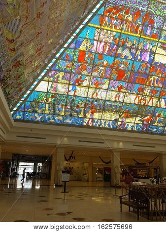 DUBAI, UAE - NOV 26: Wafi Mall in Dubai, UAE, as seen on Nov 26, 2016. Wafi City, styled after ancient Egypt, is a mixed-use development including a mall, hotel, restaurants, and residences.