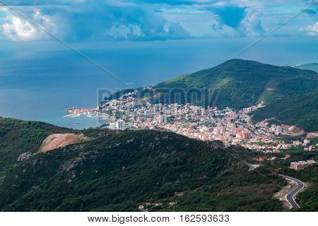 Panoramic View At Budva Reviera, Montenegro, Adriatic Sea