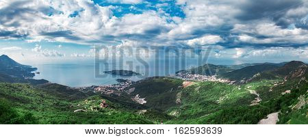 Panoramic View At Budva Reviera, Montenegro, Adriatic Sea