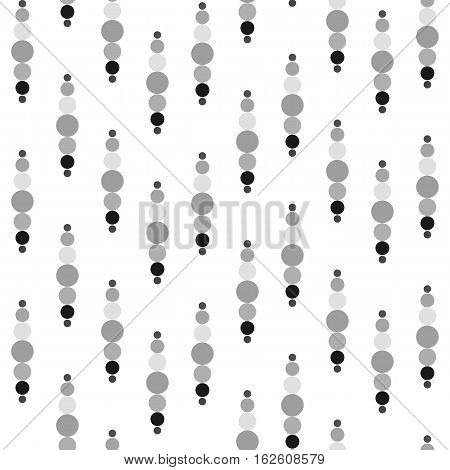 Vertical rows of gray circles on white background. Seamless web design texture. Grayscale webpage background pattern. Vector