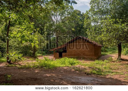 Typical house of vedda people living in Sri Lanka