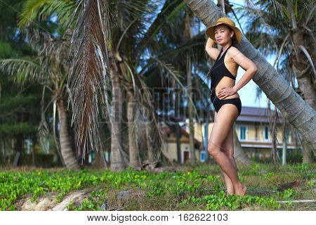 Lady shape pretty natural in Ban Krut Beach at Prachuap Khirikhun Province Thailand