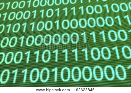 A binary code background with scanlines (3d rendering)