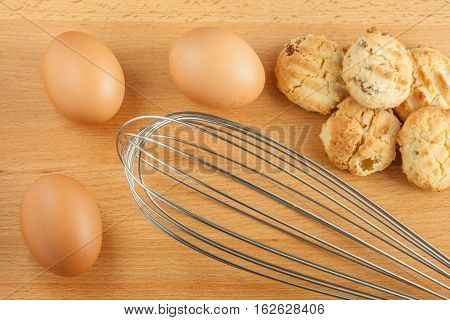 Homemade butter cookies with fresh eggs ingredient.