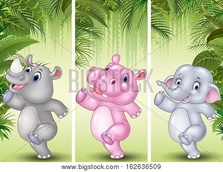 Vector illustration of Set of three african animals