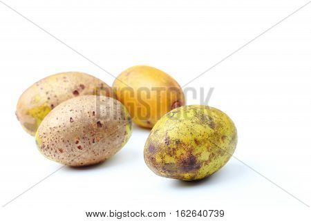 Olive fresh fruit or Spondias pinnata or hog plum fruit on white background.