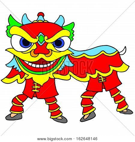 Chinese New Year Celebration Lion Dance Illustration