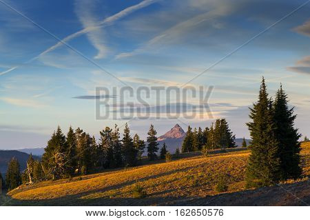 Mount Thielsen, Or Big Cowhorn, Is An Extinct Shield Volcano In The Oregon High Cascades, Near Mount