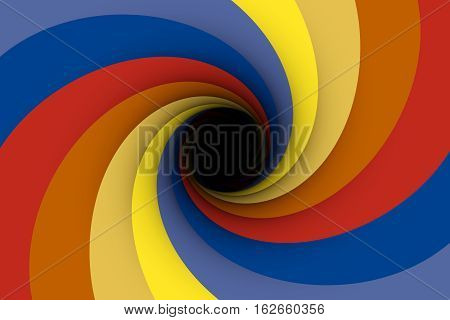 black hole yellow blue red color 3D illustration
