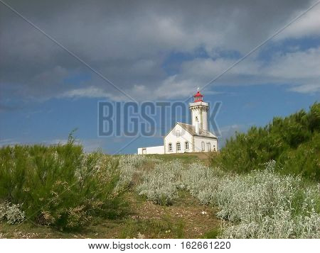 The lighthouse of the tip of the foals to french island called beautiful-island-in-sea