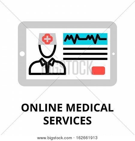 Modern flat editable line design vector illustration concept of online medical services icon for graphic and web design