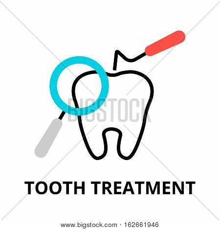 Modern flat editable line design vector illustration concept of tooth treatment icon for graphic and web design