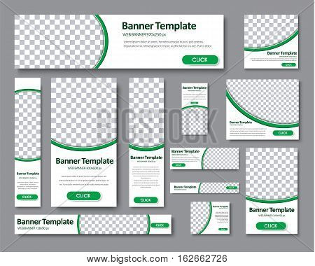 Set Of Horizontal, Vertical And Square Web Banners In Standard Sizes.