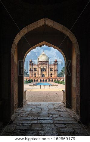 Tomb of Safdarjung view with arch New Delhi India