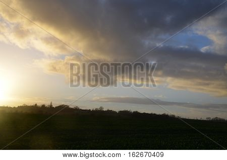 Sky Clouds Sunlight Sunshine Field Green Tree