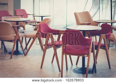 Empty Dining Table And Chair In Restaurant Setting Design