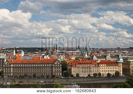 Dvorak Embankment, View Of The Law Faculty Of Charles University And The Conservatory. Prague