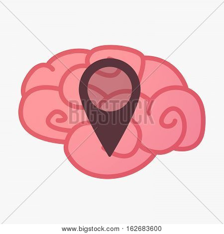 Isolated Brain With A Map Mark