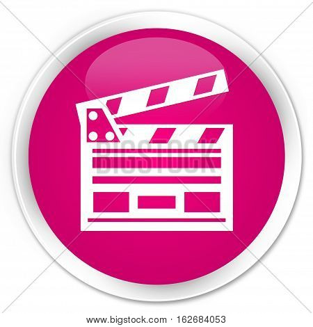 Cinema Clip Icon Premium Pink Round Button