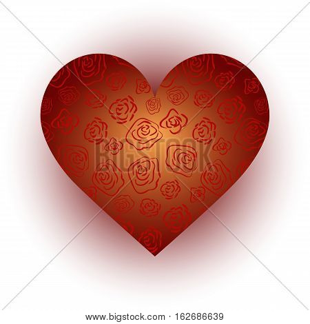 red heart valentine card on a white background, vector illustration