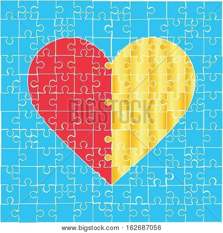 Heart puzzle icon. Puzzle vector illustration or dezing On white  background.