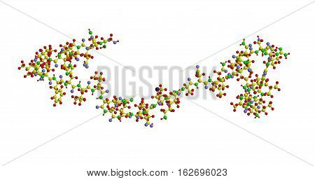 Molecular structure of Corticotropin - releasing hormone peptide hormone and neurotransmitter 3D rendering