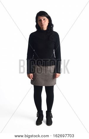 Full portrait woman isolated on a white color