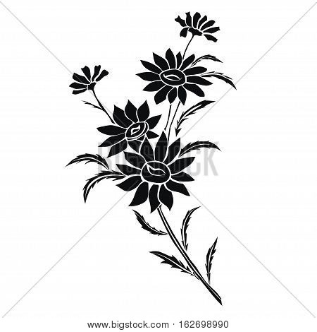 Daisy wheels. Black silhouette on white background. Vector illustration