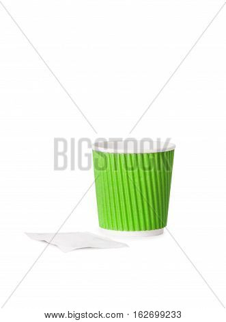 Disposable cup isolated on white background. Disposable tableware