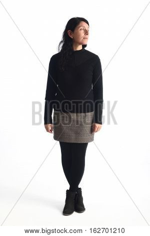 full portrait woman on a white background color