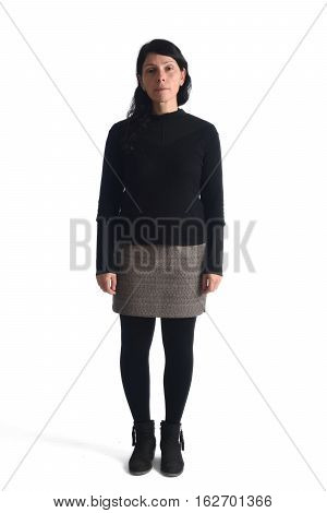 Full portrait woman on a white background color