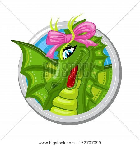 Virgo. Zodiac sign. Horoscope. Dragon girl with pink bow
