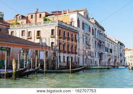 traitional Venice old houses over water of Grand canal, Italy