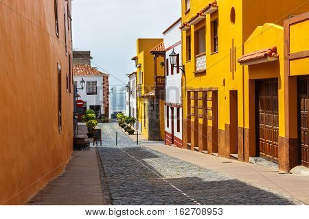 Garachico, Tenerife Island, Spain, 08 June 2015: Street Of Garachico Town On Tenerife Island, Canary